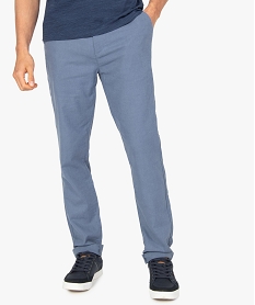 GEMO Pantalon homme coupe chino en lin et coton Bleu