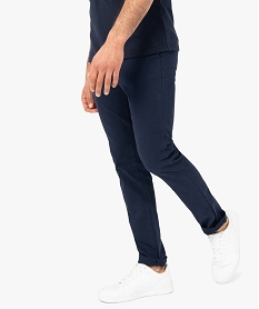 GEMO Pantalon homme chino stretch en maille piquée Bleu