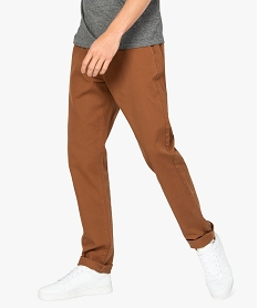 GEMO Pantalon homme chino stretch en maille piquée Brun