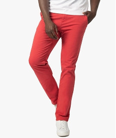 GEMO Pantalon chino en coton stretch coupe Slim homme Rouge