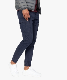 GEMO Pantalon homme cargo multipoche au coloris unique Bleu