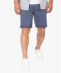 GEMO Bermuda homme forme chino en coton stretch coloris unique Bleu