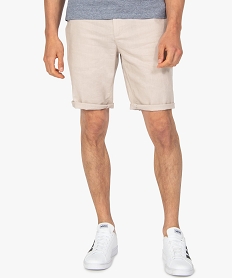 GEMO Bermuda homme en lin et coton Beige