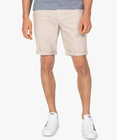 GEMO Bermuda homme en lin et coton Beige