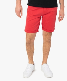 bermuda homme forme chino en coton stretch coloris unique rougeB959601_1