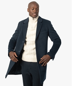 GEMO Manteau court homme effet drap de laine Bleu