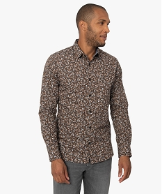 GEMO Chemise homme à motifs fleuris coupe slim Noir