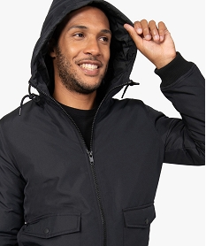 blouson homme a col montant et capuche noirB962801_1