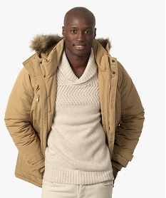 GEMO Parka homme matelassée avec capuche chaude Beige