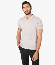 GEMO Polo homme en maille piquée chinée 100% coton biologique Beige