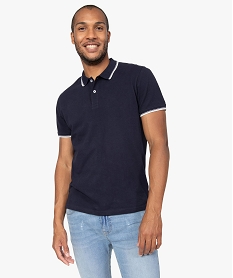 GEMO Polo homme à manches courtes à liseré contrastant bleu standard