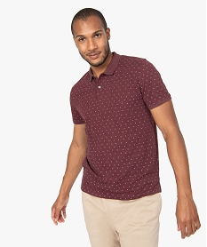 polo homme en maille piquee a petits motifs rougeB966201_1