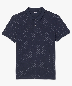 polo homme en coton pique a petits motifs bleuB966401_1