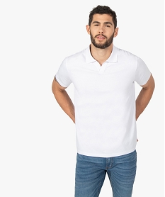 GEMO Polo homme uni sans boutons à manches courtes Blanc