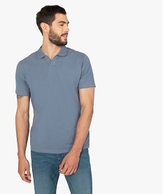 GEMO Polo homme uni sans boutons à manches courtes Bleu