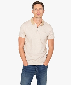 GEMO Polo homme à fines rayures et manches courtes Beige