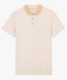 polo homme a fines rayures et manches courtes beigeB966901_4