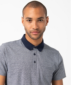 GEMO Polo homme à fines rayures et manches courtes bleu standard