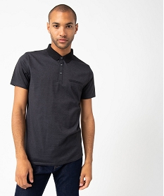 GEMO Polo homme à fines rayures et manches courtes noir standard