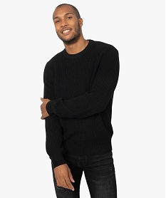 pull homme en grosse maille a col rond noirB968001_1