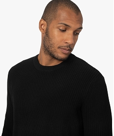 pull homme en grosse maille a col rond noirB968001_2