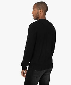 pull homme en grosse maille a col rond noirB968001_3
