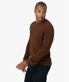 pull homme en maille texturee brunB968201_1