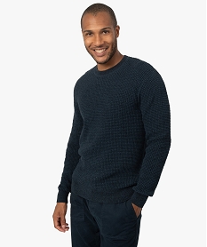 GEMO Pull homme en maille texturée Bleu