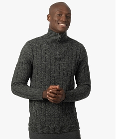 pull homme en maille torsadee avec col camionneur grisB968601_1