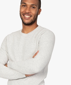 pull homme a col rond en maille fantaisie grisB970001_2