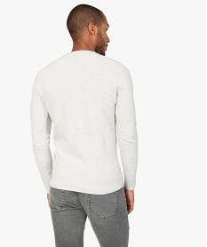 pull homme a col rond en maille fantaisie grisB970001_3