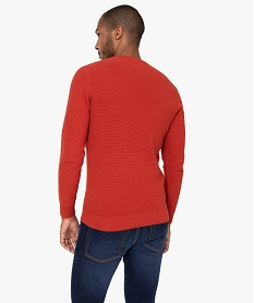 pull homme a col rond en maille fantaisie rougeB970201_3