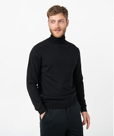 GEMO Pull à col roulé en maille fine homme Noir