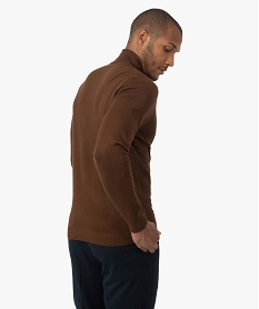 pull homme en maille fantaisie a col roule brunB971401_3