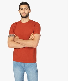 GEMO Tee-shirt homme à manches courtes uni rouge standard