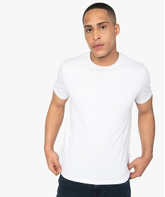 GEMO Tee-shirt homme à manches courtes uni blanc standard