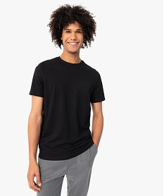 GEMO Tee-shirt homme à manches courtes uni noir standard