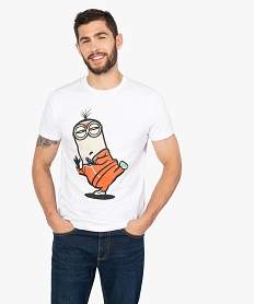 GEMO Tee-shirt homme à manches courtes imprimé - Les Minions Blanc