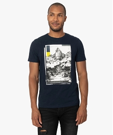 GEMO Tee-shirt homme avec motif montagne Bleu