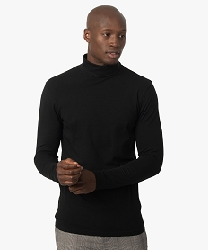 GEMO Tee-shirt homme à large col roulé coupe slim Noir