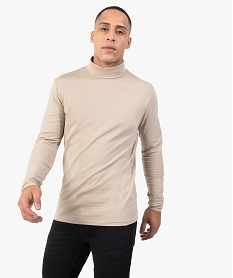 GEMO Tee-shirt homme à large col roulé coupe slim Beige