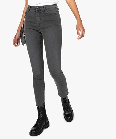 GEMO Jean femme coupe Slim taille haute Gris