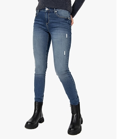 GEMO Jean femme coupe Slim aspect usé Gris