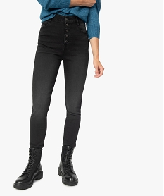 GEMO Jean femme coupe Slim taille haute Noir