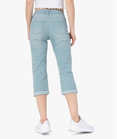 pantacourt femme en jean delave 5 poches et taille normale bleuB983601_3