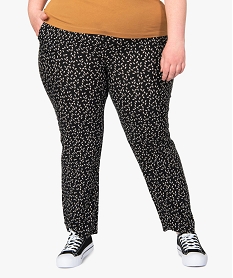 GEMO Pantalon femme grande taille large et fluide imprimé à taille élastiquée Imprimé