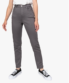 GEMO Pantalon femme coupe Regular en stretch Gris
