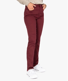 GEMO Pantalon femme coupe Regular en stretch Rouge