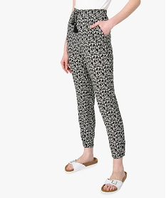 GEMO Pantalon femme en matière fluide imprimée argente