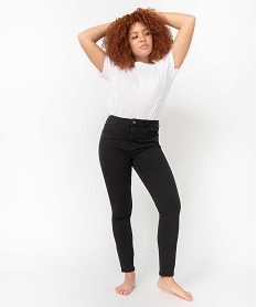 GEMO Jean coupe slim taille haute femme Gris